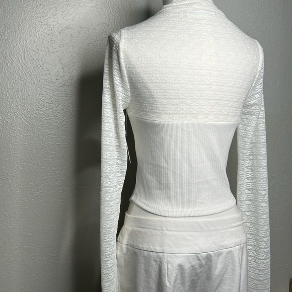 Altar’d State White Lace‎ & Stretch Knit Mock Neck Top NWT Sz Large - Picture 9 of 14